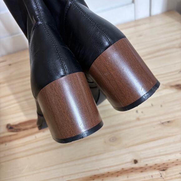 Asos Womens Size 8 Ankle Boots Black Patent Leather Heeled Side Zip Almond Toe - Picture 4 of 11